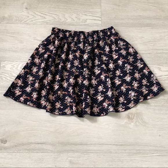 Miss Daisy Floral Print Casual Navy Mini Skirt - Picture 14 of 16
